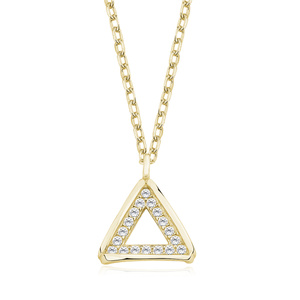 Silver gold-plated (925) necklace - triangle with zirconia