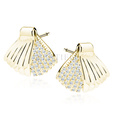 Silver (925) gold-plated earrings - Mermaid's tail with white zirconias