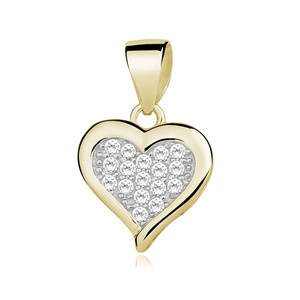 Silver (925) pendant - gold-plated heart with zirconias