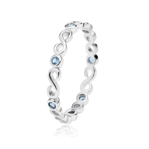 Silver (925) subtle ring with aquamarine zirconia - Infinity