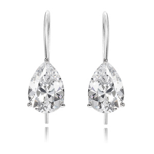Silver (925) earrings tear-shaped white zirconia 6mm x 8mm