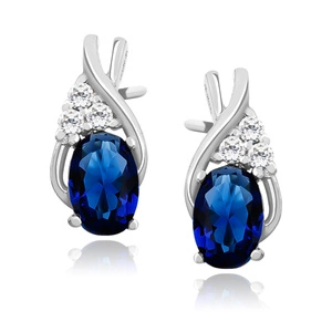 Silver, delicate earrings (925) with sapphire zirconia