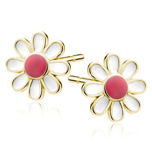 Silver (925) gold-plated earrings flowers