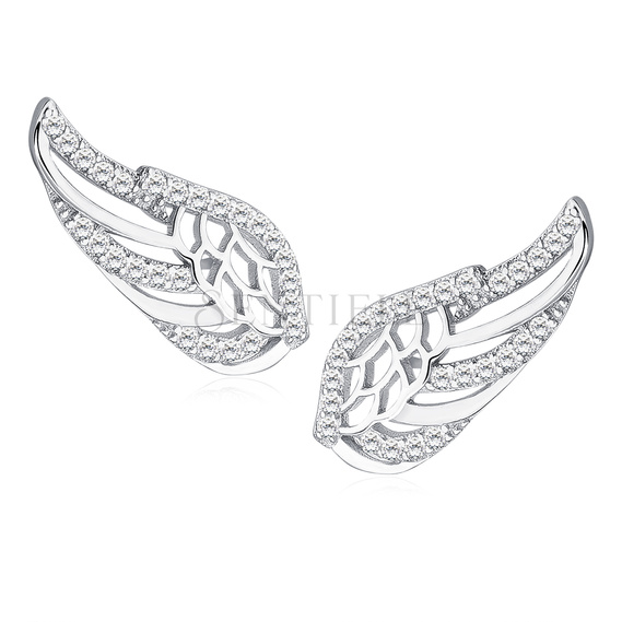 Silver (925) earrings - wings with zirconia