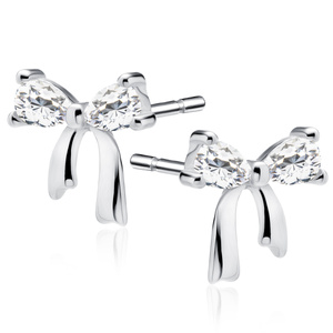 Silver (925) earring bows with white zirconias