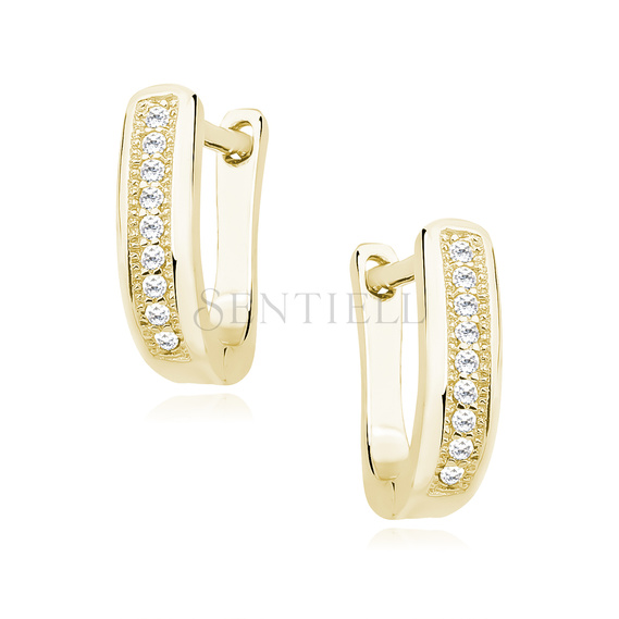 Silver (925) gold-plated earrings white zirconia