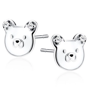 Silver (925) enameled earrings - bears with white zirconias