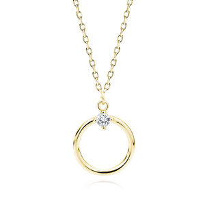 Silver (925) gold-plated necklace circle with white zirconia