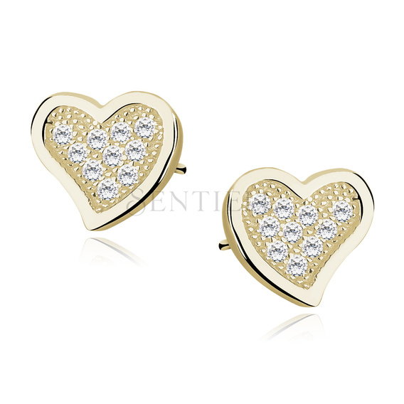 Silver (925) gold-plated heart earrings with zirconia