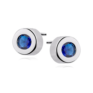 Silver (925) round earrings sapphire zirconia