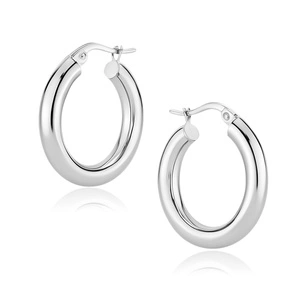 Silver (925) earrings hoops - highly polished