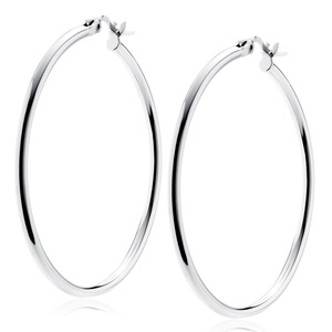 Silver (925) earrings hoops - highly polished