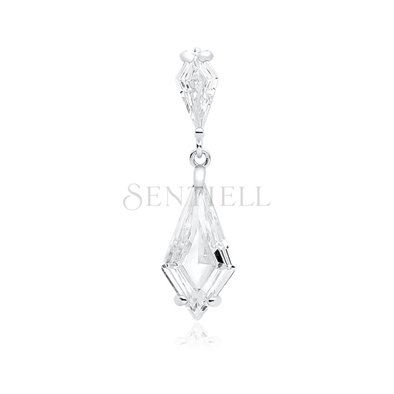 Silver (925) stylish, bridal pendant with white zirconia