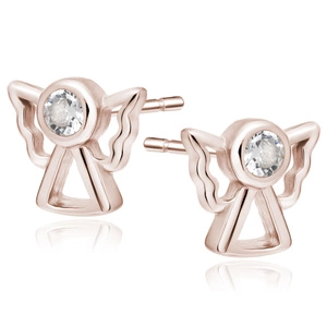 Silver (925) rose gold -plated earrings angels with white zirconia