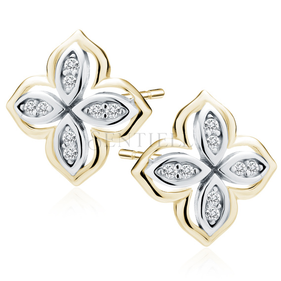 Silver (925) gold-plated earrings with zirconia