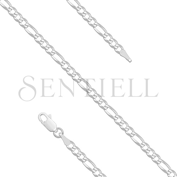 Silver (925) diamond-cut chain - figaro extra flat Ø 080 rhodium-plated