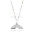 Silver (925) necklace whale tail with zirconias - rose gold-plated