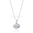 Silver (925) necklace seashell with a pearl and white zirconias