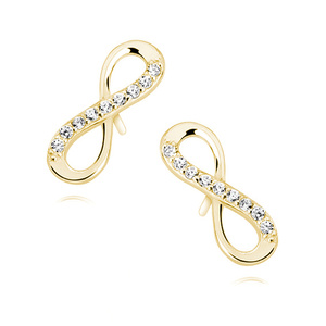 Silver (925) Earrings white zirconia - gold-plated infinity