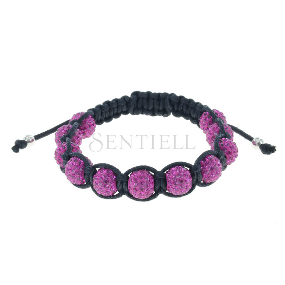 Rope bracelet (925) pink 11 disco balls