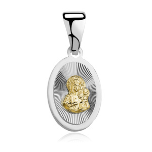 Colgante de plata de ley 925 chapado en oro Virgen María / Virgen Negra