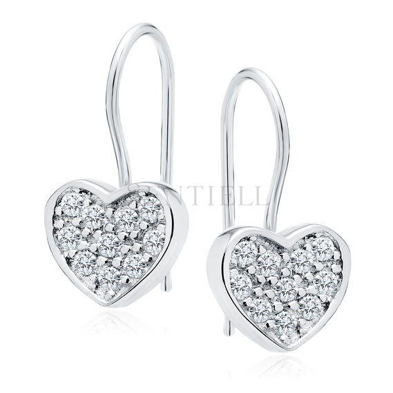 Silver (925) Earrings zirconia microsetting hearts