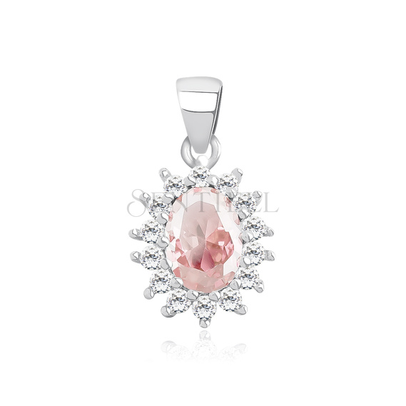 Silver (925) elegant pendant with rhodolite pink zirconia