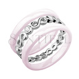 Two pink ceramic rings and silver ring with zirconia - Infinity