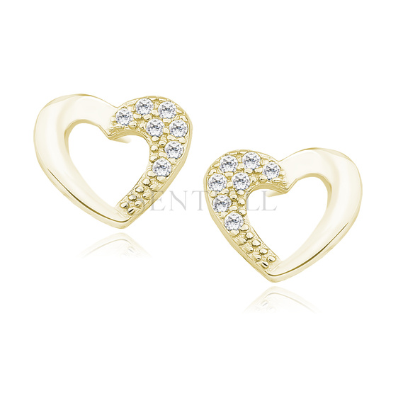 Silver (925) gold-plated heart earrings with zirconia