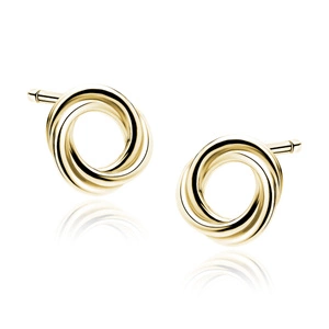 Silver (925) gold-plated earrings - intertwined circles