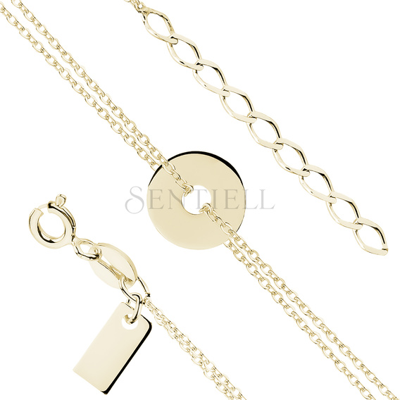 Silver (925) bracelet of celebrities - gold-plated round pendant with double chain