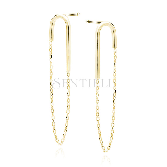 Silver (925) gold-plated earrings with chain