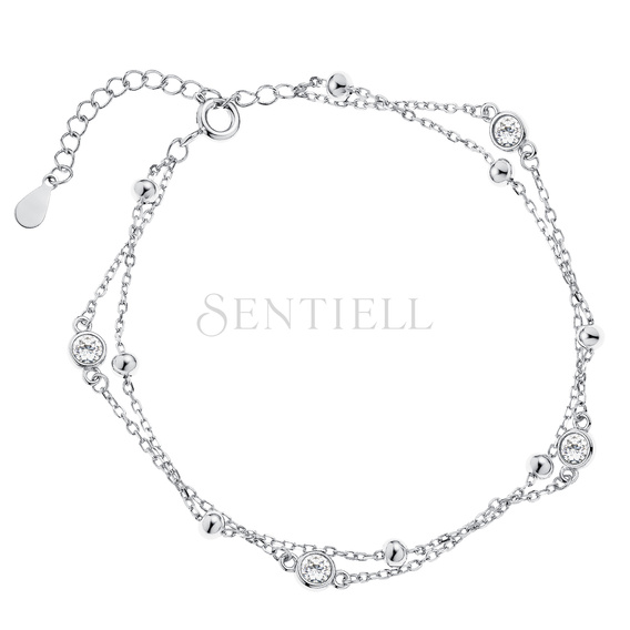 Silver (925) bracelet with balls and white zirconias