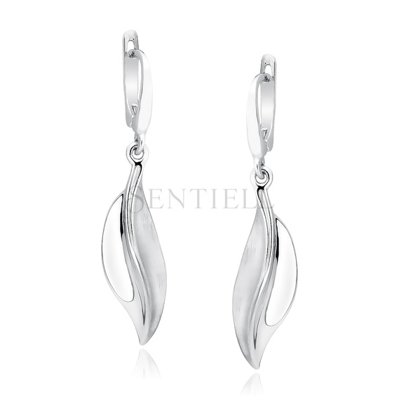 Silver (925) elegant earrings - leaf