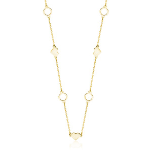 Silver (925) necklace heart and circle - gold-plated