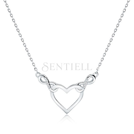 Silver (925) necklace - heart and infinities with white zirconias