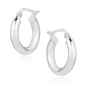 Silver (925) earrings hoops - highly polished