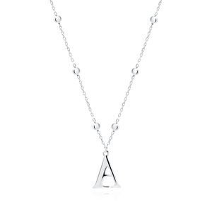 Silver (925) necklace - letter A on chain with balls