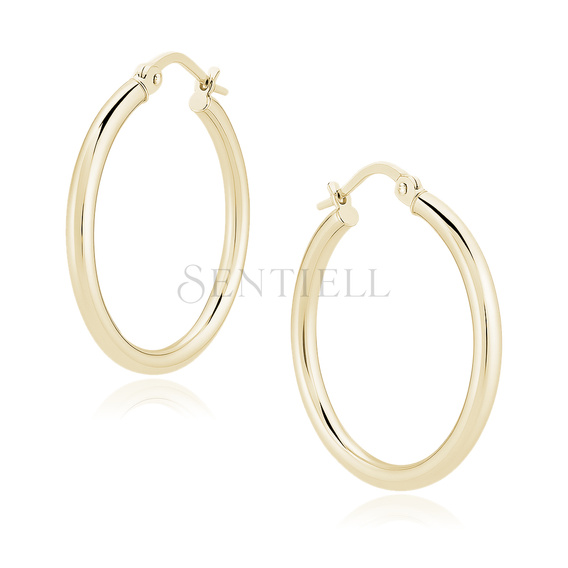 Silver (925) earrings hoops - highly polished, gold-plated