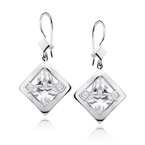 Silver (925) Earrings big white zirconia
