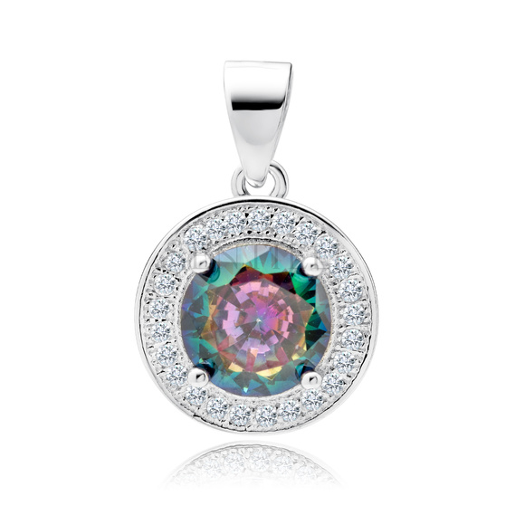 Silver (925) pendant with round multicolor zirconia