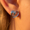 Silver (925) heart earrings - horse with black eye