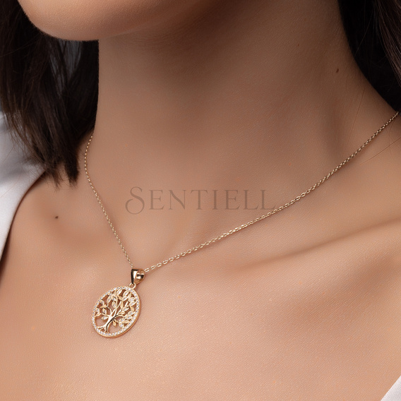 Silver (925) gold-plated pendant with white zirconias - Lucky Tree