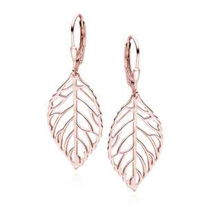 Silver (925) earrings rose gold-plated leaf