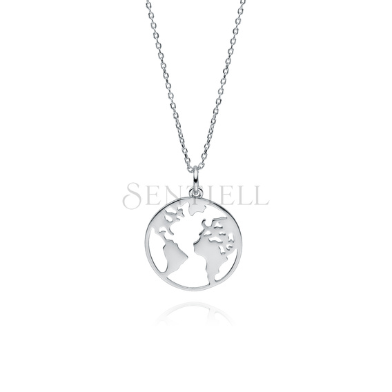 Silver (925) necklace earth / world / globe