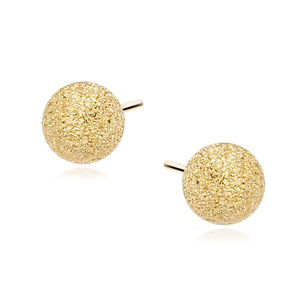 Silver (925) earrings diamond-cut balls - gold-plated 6mm