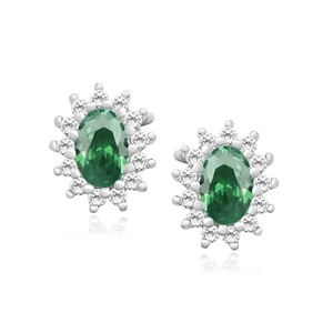 Silver (925) Earrings emerald colored zirconia