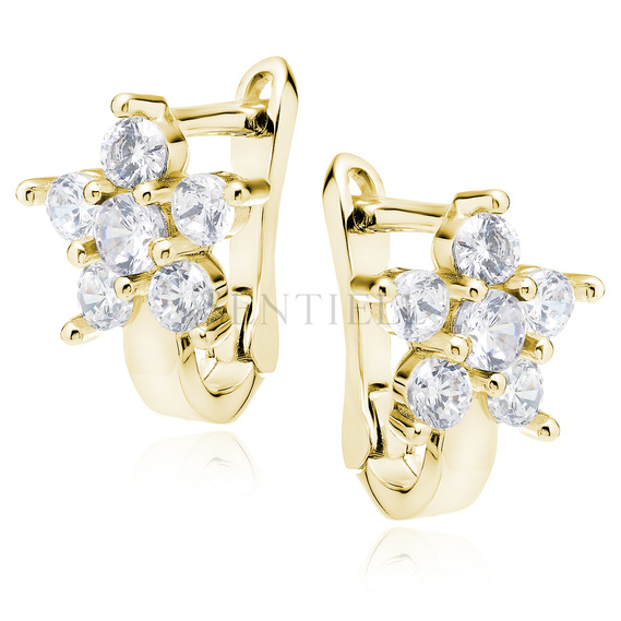 Silver (925) earrings zirconia flower gold plated