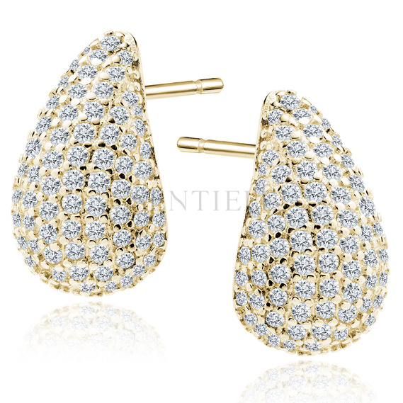 Silver (925) gold-plated earrings drops with white zirconias