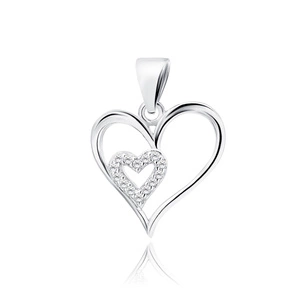 Silver (925) pendant heart with white zirconias